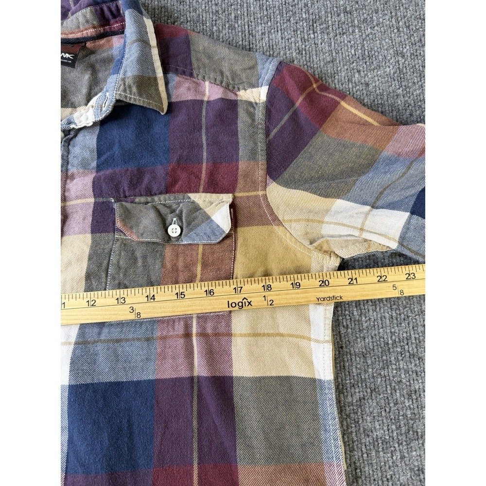 Hawk Men's Plaid Flannel Button Up Shirt Size M Long Sleeve 100% Cotton - Picture 8 of 8